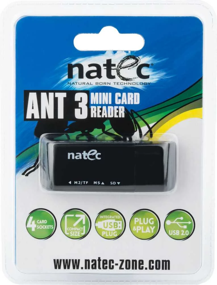 Natec kortelių skaitytuvas MINI ANT 3 SDHC, MMC,