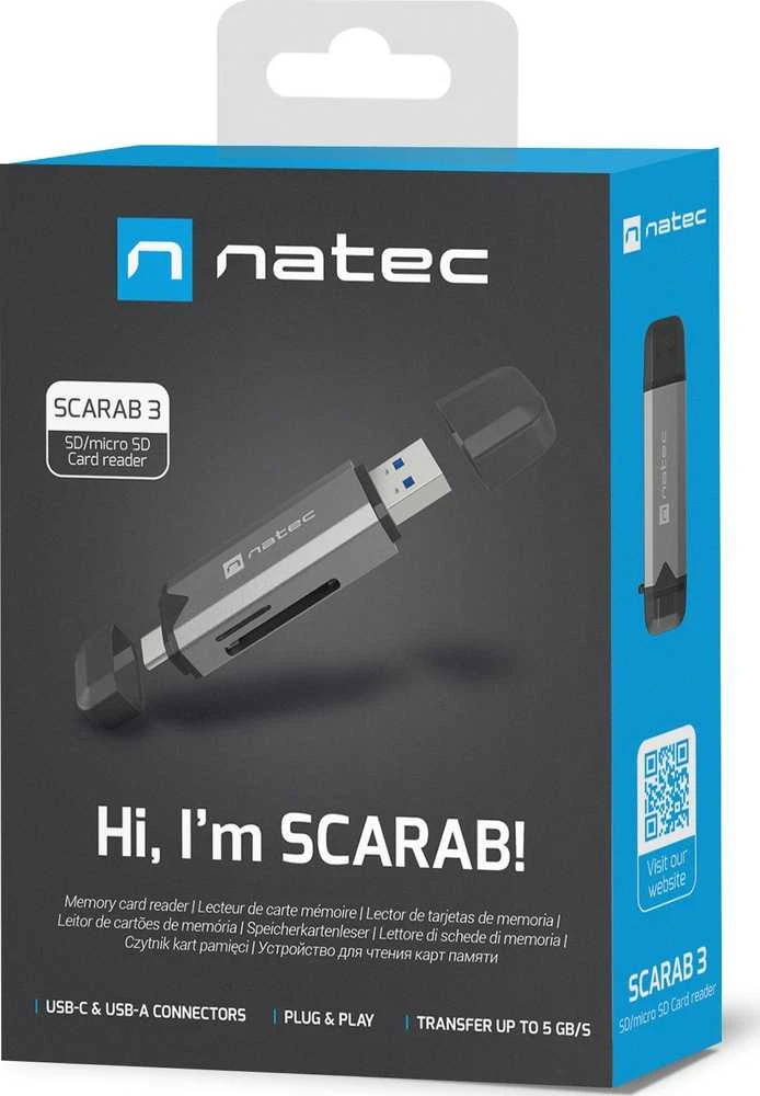 „Natec“ atminties kortelių skaitytuvas „Scarab 3“ USB-A/USB-C