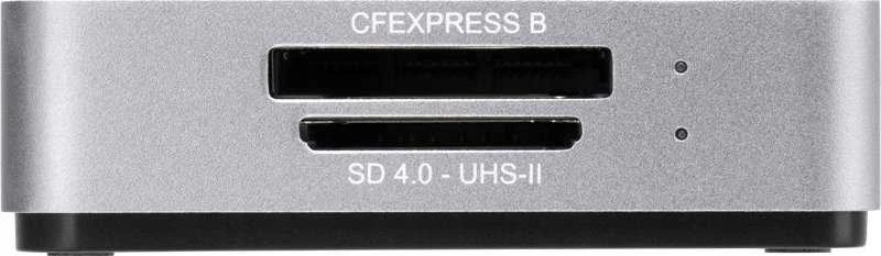 Skaitytuvas OWC Atlas Dual CFexpress + SD kortelių skaitytuvas: USB-C dviejų lizdų CFexpress Type B ir SDXC UHS-II kortelių skaitytuvas