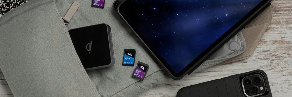 Skaitytuvas OWC Atlas Dual SD kortelių skaitytuvas: USB-C dviejų lizdų SDXC UHS-II kortelių skaitytuvas