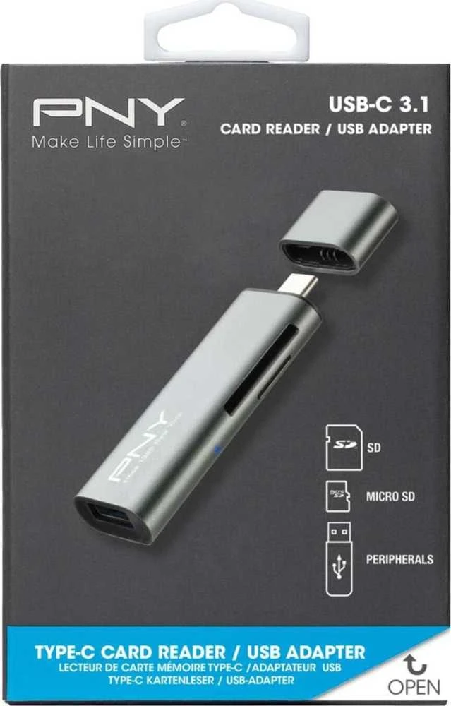 PNY USB-C kortelių skaitytuvas su dangteliu