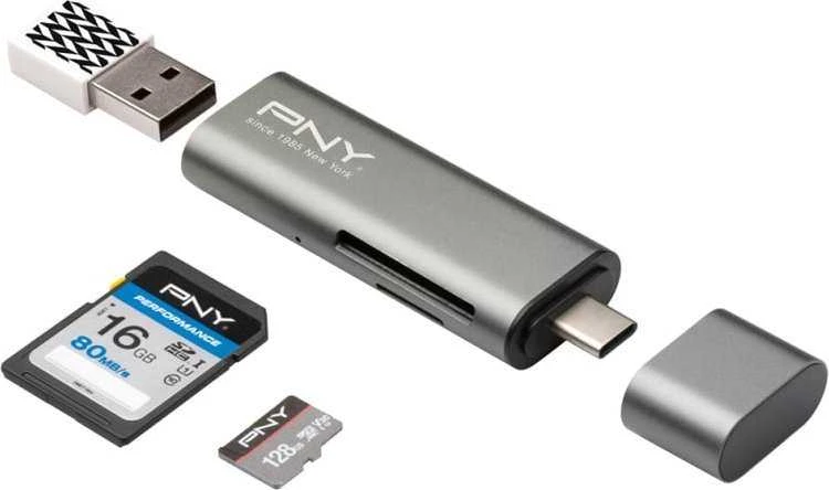 PNY USB-C kortelių skaitytuvas su priedais