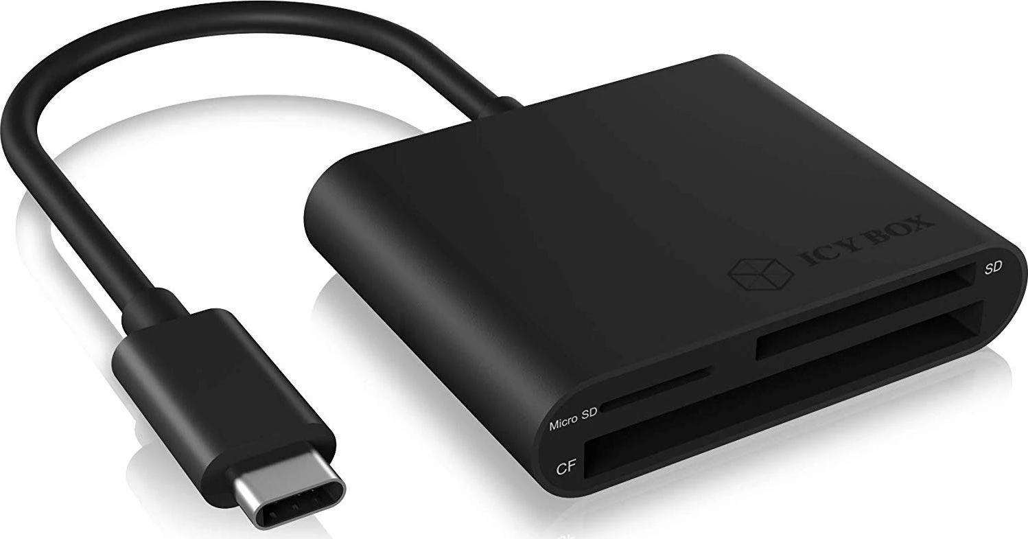 Icy Box USB-C kortelių skaitytuvas su trimis jungtimis