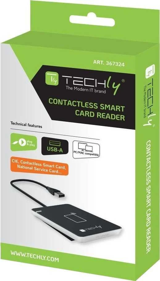Bekontaktis Smart Card skaitytuvas Techly NFC RFID 13.56 MHz, USB 2.0