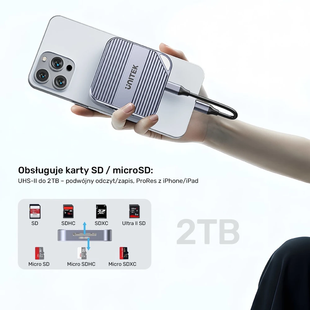 Atminties kortelė SD/MICRO SD ATMINTIES KORTELIŲ SKAITYTUVAS S1244CGY01 MagSafe UNITEK