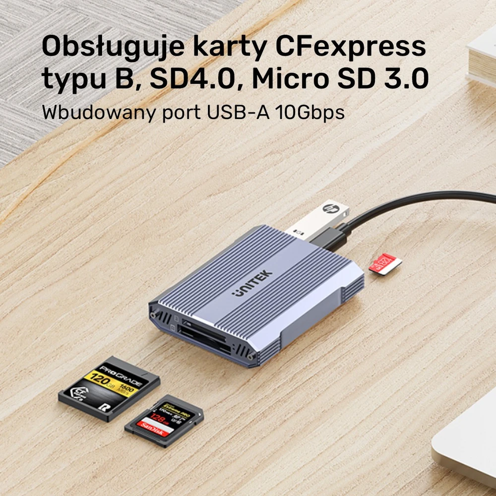 „Unitek“ kortelių skaitytuvas CF Express, SD/Micro SD, USB A