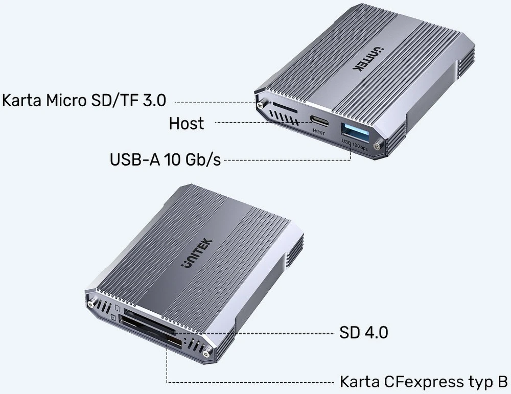 „Unitek“ kortelių skaitytuvas CF Express, SD/Micro SD, USB A