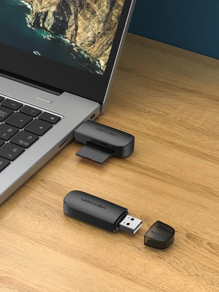 Vention Du viename USB 2.0 A (SD+TF) atminties kortelių skaitytuvo ventiliacija CLEB0 (juoda)