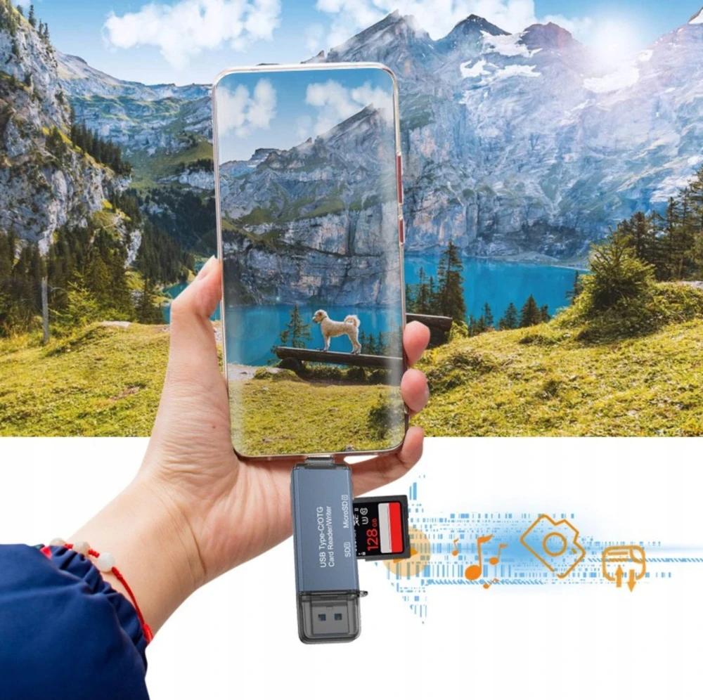 Skaitytuvas Zenwire Skaitytuvas Kart Pamięci SD USB 3.0 USB-C Adapteris 4w1 SD + MICRO SD TF 5 Gb/s do 2TB