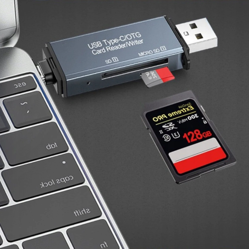 Skaitytuvas Zenwire Skaitytuvas Kart Pamięci SD USB 3.0 USB-C Adapteris 4w1 SD + MICRO SD TF 5 Gb/s do 2TB