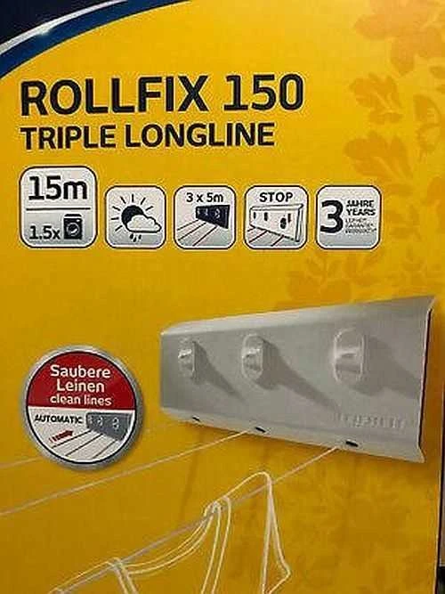 Leifheit Rollfix Triple 150 Longline prie sienos tvirtinama džiovyklė
