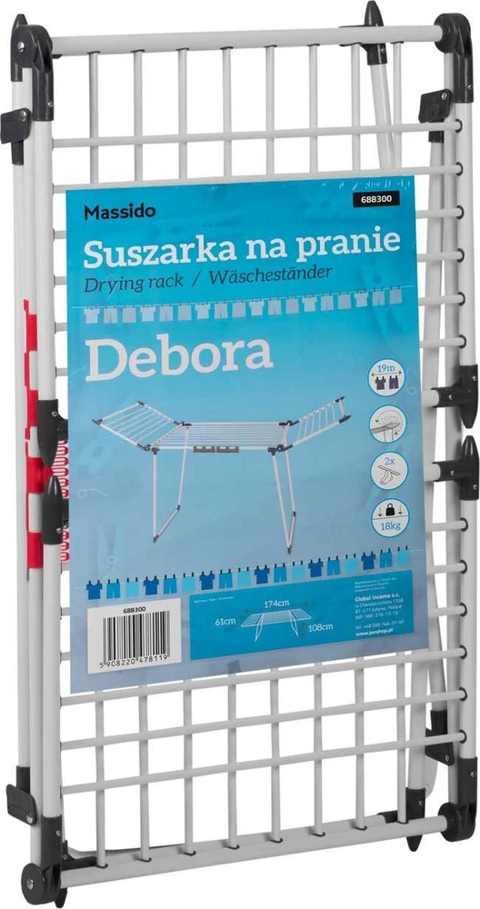 Massido Sulankstomas baltas skalbinių džiovintuvas Debora, 19 m ilgio stovas