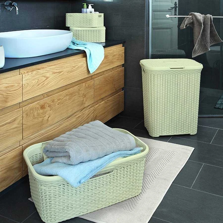 Skalbinių krepšelis Curver Natural Style, 40L, kreminės spalvos