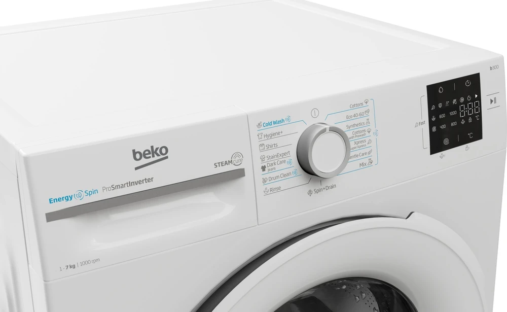 BEKO Skalbimo mašina BM3WFSU37013WW, 7kg, Energy class A, 49.6 cm, 1000 rpm, Inverter motor, Steam Cure