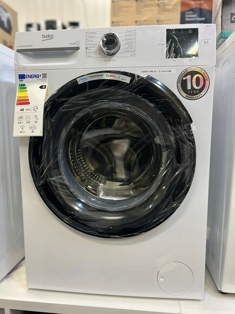 BEKO Skalbimo mašina BM1WFSU36233WB, 6kg, Energy class B, 44.6 cm, 1200 rpm, Inverter motor, Steam Cure