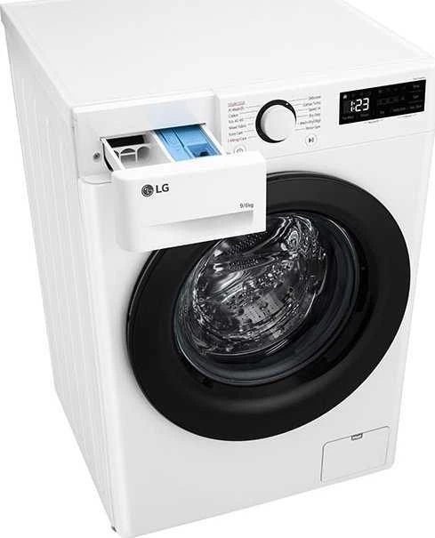 LG | Skalbimo mašina su džiovykle | F4DR509SBW | Energijos vartojimo efektyvumo klasė A | Pakrovimas iš priekio | Skalbimo talpa 9kg | 1400 RPM | Gylis 55 cm | Plotis 60 cm | Ekranas | Sukamoji rankenėlė + LED | Džiovinimo sistema | Džiovinimo talpa 6kg | Garų funkcija | Tiesioginis varymas | Baltas