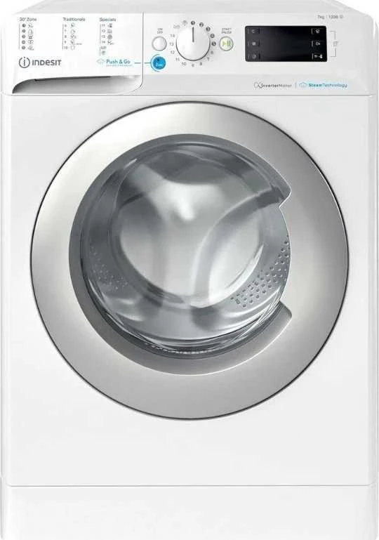 INDESIT | Skalbimo mašina | BWSE 71295X WSV EU | Energy efficiency class B | Front loading | Skalbimo talpa 7kg | 1200 RPM | Gylis 43.5 cm | Plotis 59.5 cm | Ekranas | Large digit | Baltas