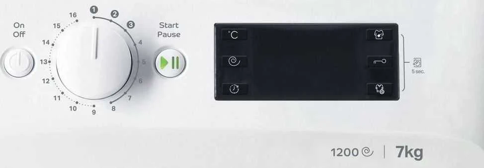 INDESIT | Skalbimo mašina | MTWE 71252 WK EE | Energy efficiency class E | Front loading | Skalbimo talpa 7kg | 1200 RPM | Gylis 54 cm | Plotis 59.5 cm | Ekranas | Big Digit | Baltas