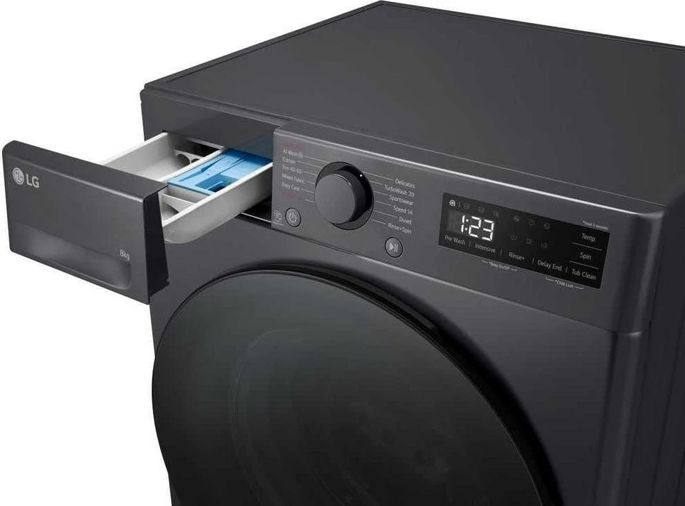 LG | Skalbimo mašina | F2WR508S2M | Energy efficiency class A | Front loading | Skalbimo talpa 8kg | 1200 RPM | Gylis 48 cm | Plotis 60 cm | LED | Middle Juodas