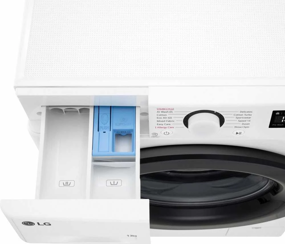 LG | Skalbimo mašina | F4WR513SBW | Energy efficiency class A-10% | Front loading | Skalbimo talpa 13 kg | 1400 RPM | Gylis 61.5 cm | Plotis 60 cm | LED | Direct drive | Baltas