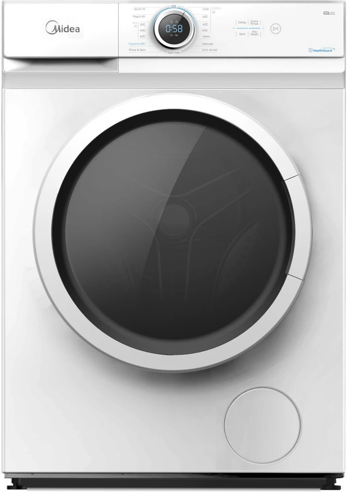 Midea | Skalbimo mašina | MF100W70/W | Energy efficiency class D | Front loading | Skalbimo talpa 7kg | 1200 RPM | Gylis 40 cm | Plotis 60 cm | Ekranas | LED | Baltas