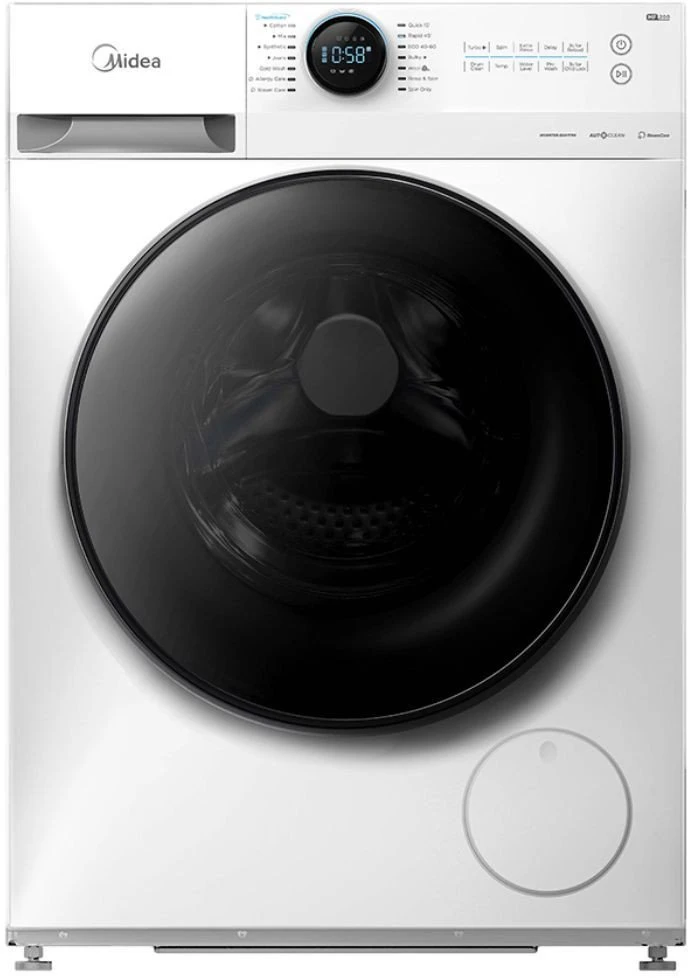 Midea | Skalbimo mašina | MF200W80WB/W-HR | Energy efficiency class A | Front loading | Skalbimo talpa 8kg | 1400 RPM | Gylis 48 cm | Plotis 60 cm | Ekranas | LCD | Steam function | Baltas