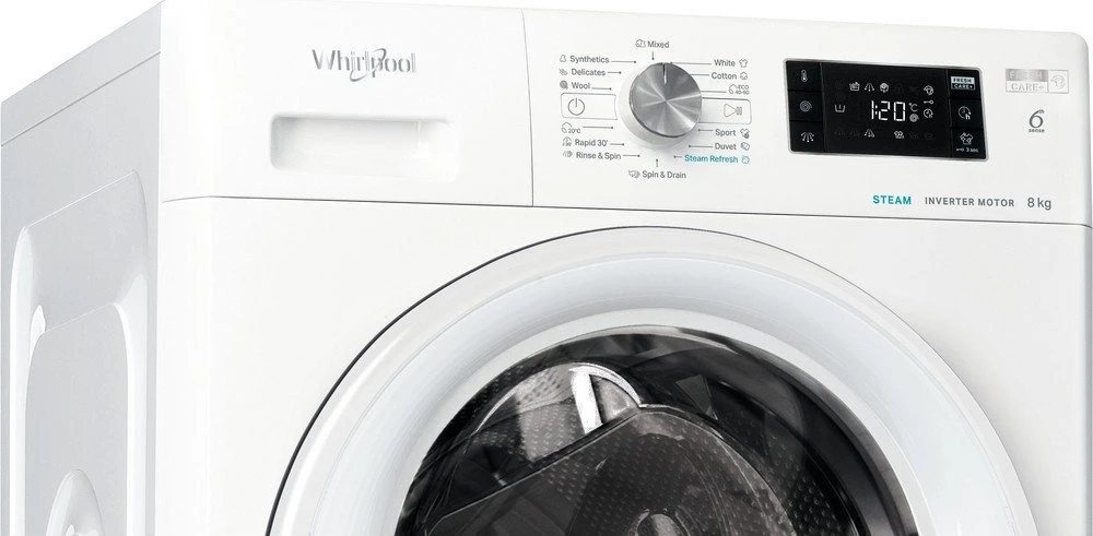 WHIRLPOOL Skalbimo mašina FFB 8258 WV EE, 8kg, 1200 rpm, Energy class B, Gylis 63 cm, Steam refresh