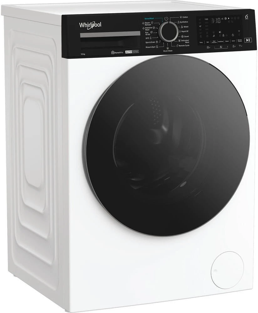 Whirlpool | Skalbimo mašina | WPM 07W ADS EE | Front loading | Energy efficiency class A | Skalbimo talpa 10 kg | 1400 RPM | Gylis 58 cm | Plotis 60 cm | Ekranas | Digital | Steam function | Baltas