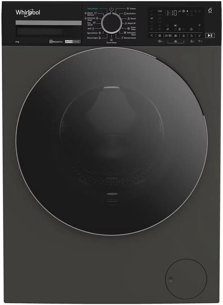 Whirlpool | Skalbimo mašina | WPM 87G ADS EE | Energy efficiency class A | Front loading | Skalbimo talpa 8kg | 1400 RPM | Gylis 55 cm | Plotis 60 cm | Ekranas | Digital | Manhattan Pilkas