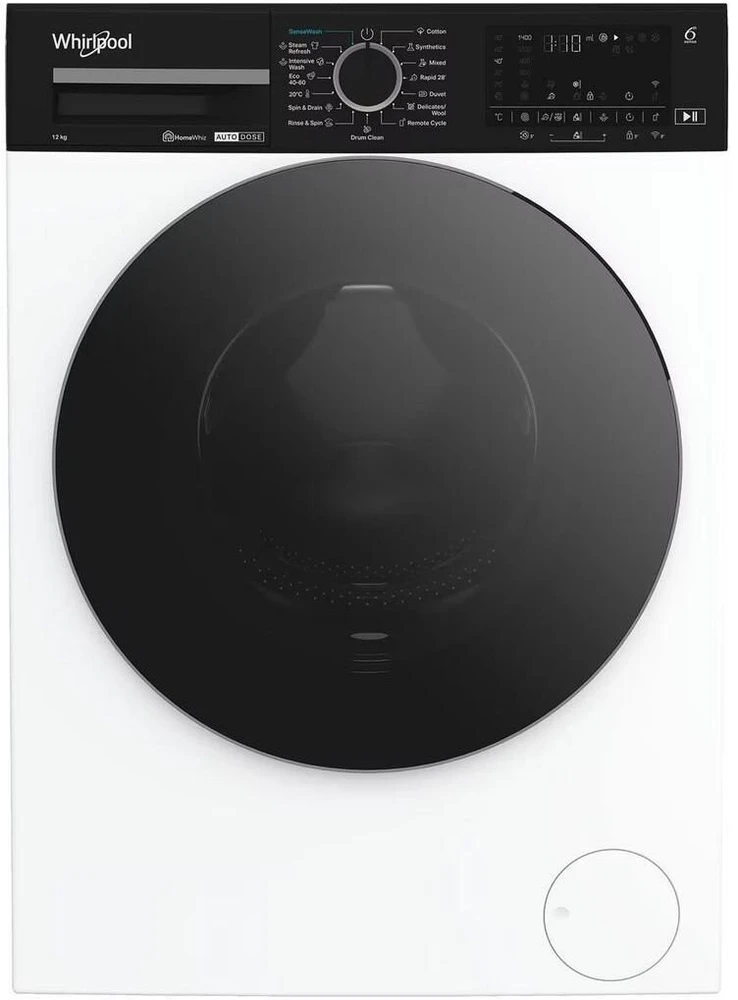 Whirlpool | Skalbimo mašina | WPM 27W ADS EE | Energy efficiency class A | Front loading | 1400 RPM | Skalbimo talpa 12 kg | Gylis 63 cm | Plotis 60 cm | Ekranas | Digital | Steam function | Baltas