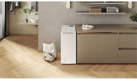 Whirlpool | Skalbimo mašina | TDLR 55140S | Energy efficiency class C | Top loading | Skalbimo talpa 5.5kg | 1100 RPM | Gylis 60 cm | Plotis 40 cm | Digital | Baltas