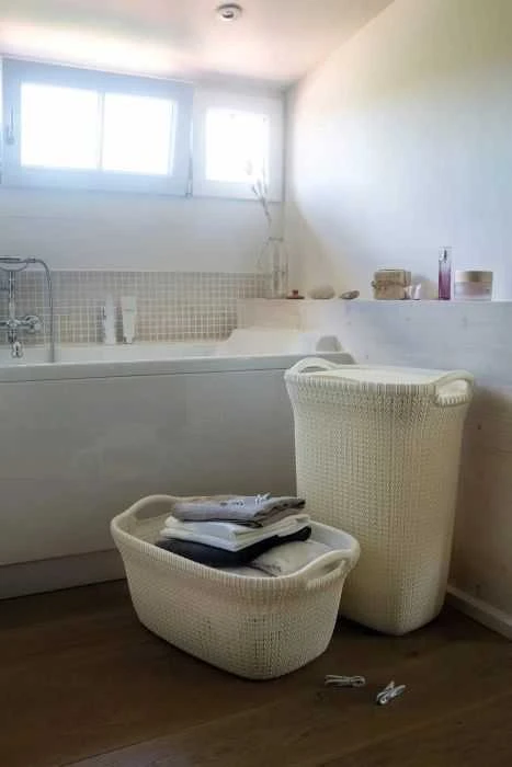 Curver Skalbinių krepšys Knit, kreminės baltos spalvos, 40l