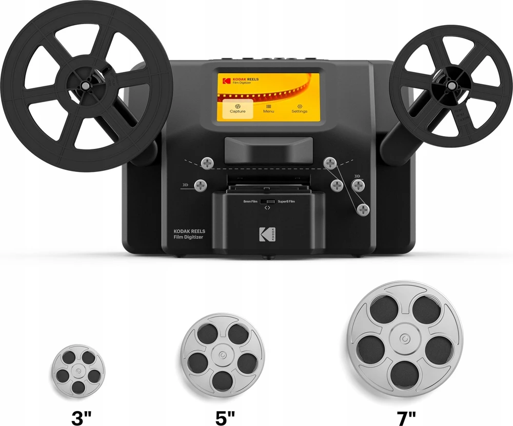 „Kodak Reels“ nepertraukiamo skenavimo juostų negatyvų skaitytuvas, 8 mm, „Super 8 mm“, 1296p