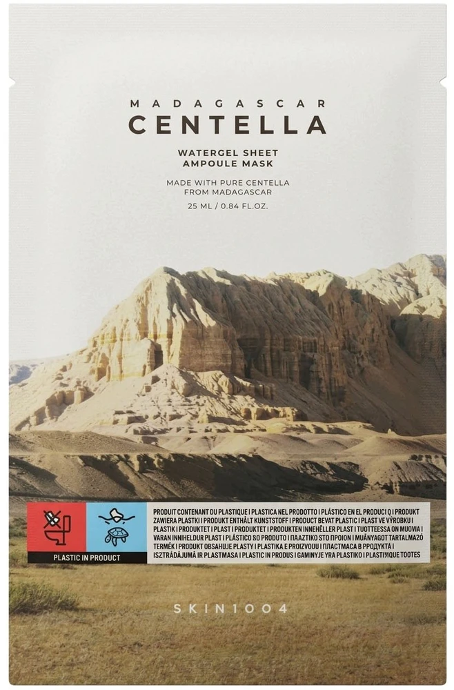 Skin1004 Madagascar Centella Watergel Ampoule Mask vandens-gelio pagrindo lakštinė veido kaukė, 25 ml