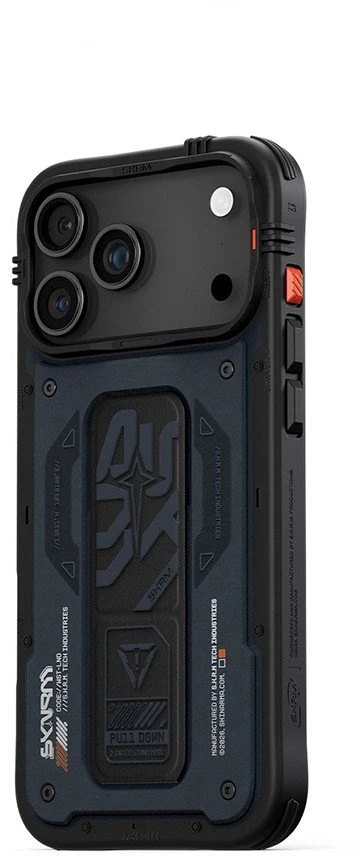 Dėklas Skinarma Aegis do iPhone 17 Pro Max Magnetic Charging + Grip Stand tamsiai mėlyna