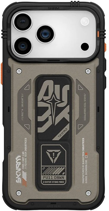 Dėklas Skinarma Aegis Apple iPhone 17 Pro Magnetic Charging + Grip Stand pilkas