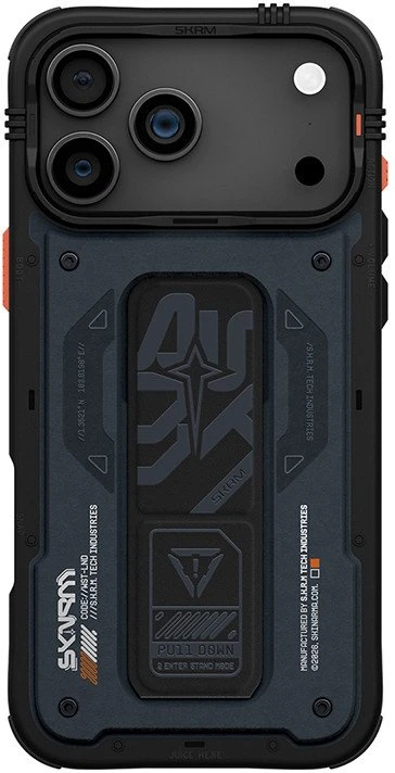 Dėklas Skinarma Aegis do iPhone 17 Pro Max Magnetic Charging + Grip Stand tamsiai mėlyna