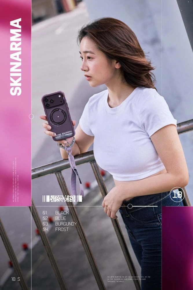 Dėklas Skinarma Atlas MagSafe + besisukantis stovas, skirtas iPhone 18 Pro / 17 Pro, bordo spalvos