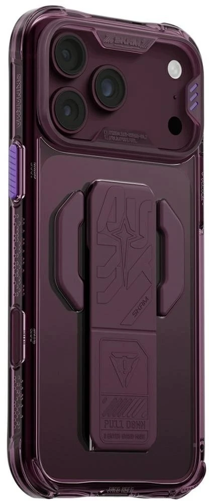 Skinarma Helio CE Grip Stand dėklas, skirtas iPhone 18 Pro Max / 17 Pro Max, bordo spalvos