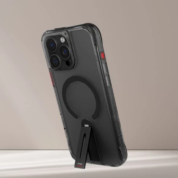 Dėklas Skinarma Helix Apple iPhone 16 Pro Magnetic Charging 360 Rotating Stand juodos spalvos