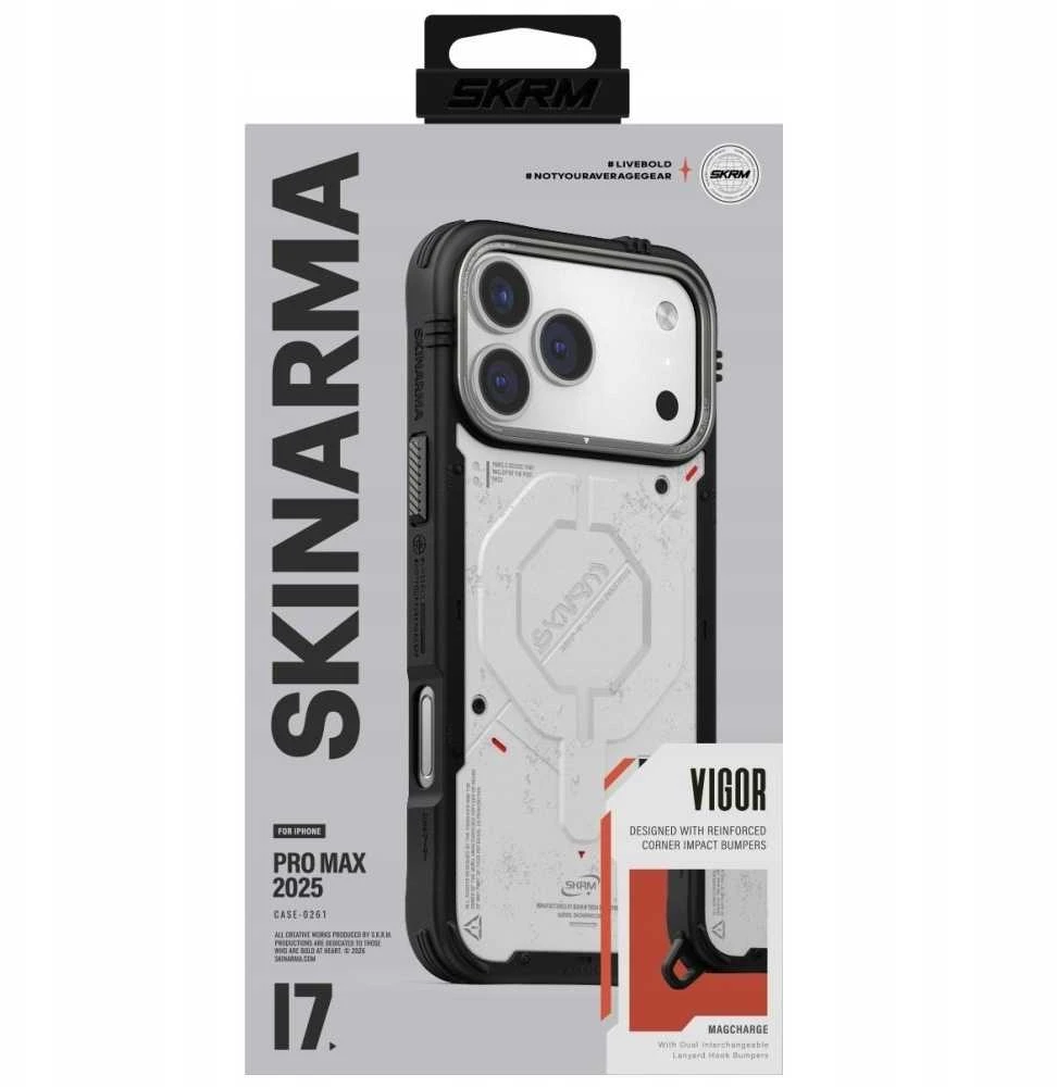 Dėklas Skinarma Vigor MagSafe do iPhone 17 Pro Max šviesiai pilkas