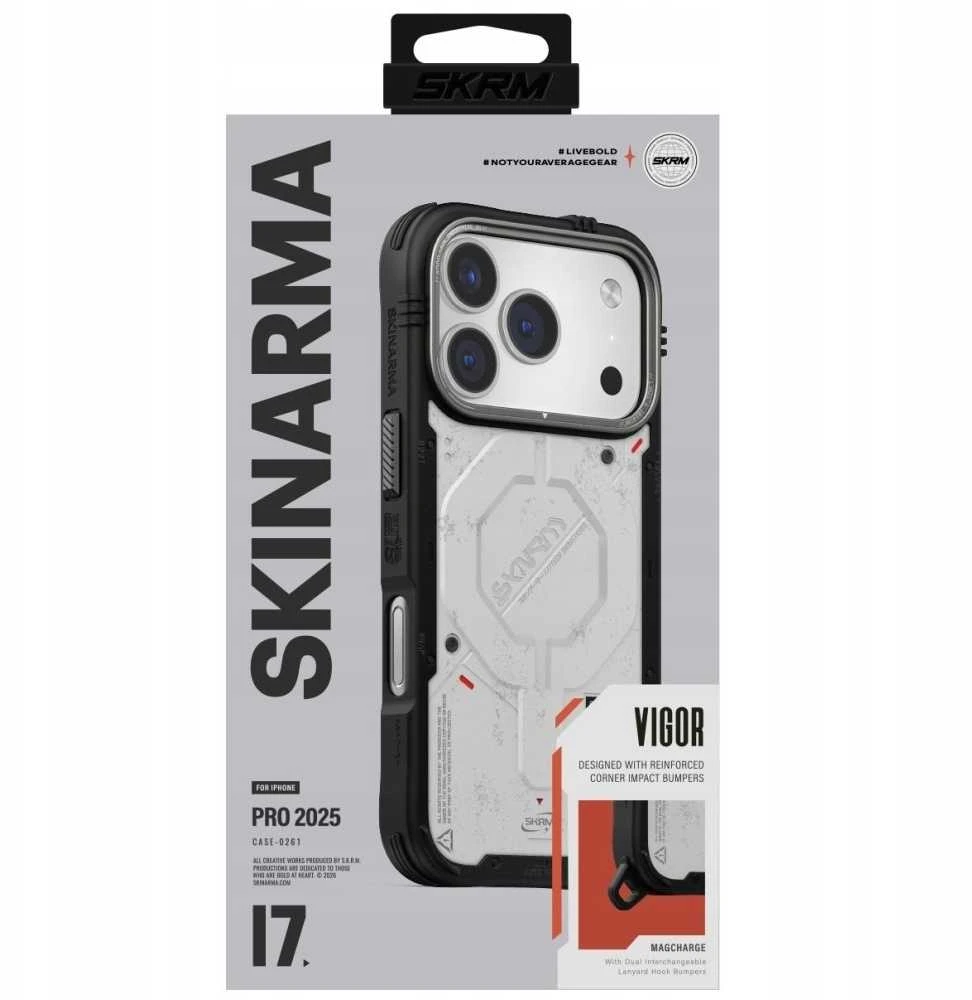 Dėklas Skinarma Vigor MagSafe do iPhone 17 Pro šviesiai pilkas