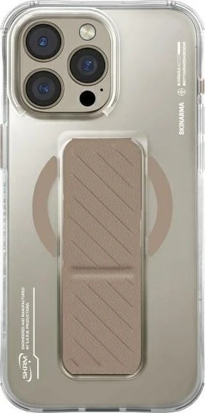 Skinarma dėklas Axon Apple iPhone 16 Pro 6.3" magnetinis įkrovimo stovas su laikiklio rankena, šampano spalvos