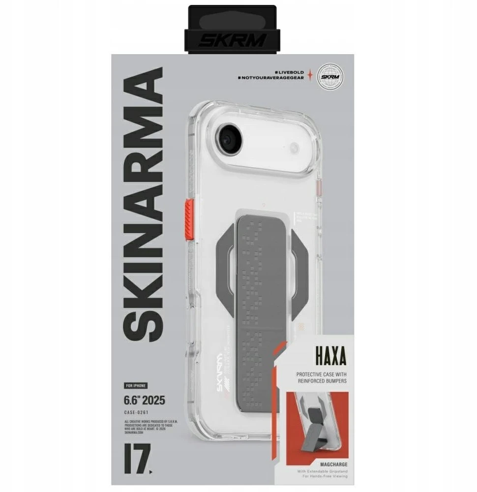 Skinarma Haxa Dėklas Apple iPhone Air Magnetic Charging + Grip Stand skaidrus