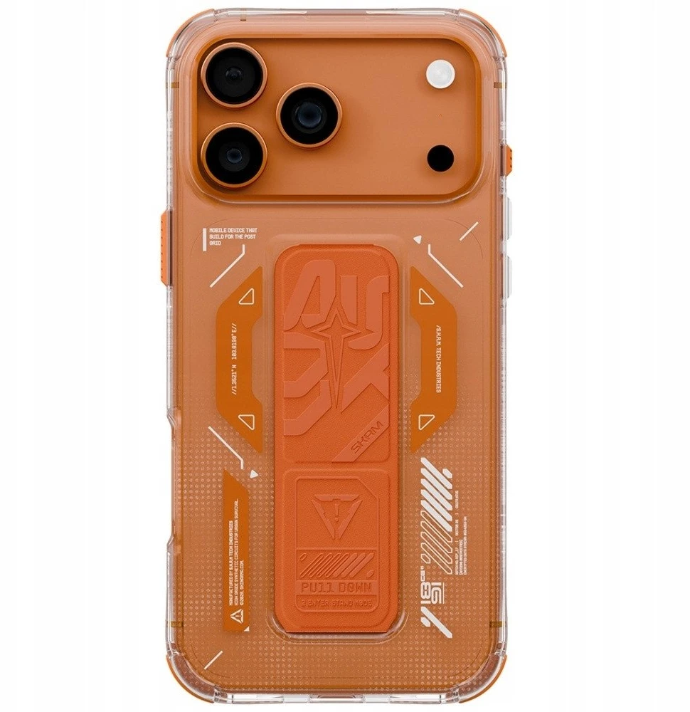 Skinarma Helio dėklas skirtas Apple iPhone 17 Pro Max Magnetic Charging + Grip Stand Oranžinis