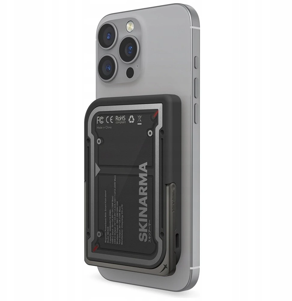 „Skinarma Nexus Mecha“ magnetinis stovas „MagSafe“ 5000 mAh USB-C PD 20W juodas
