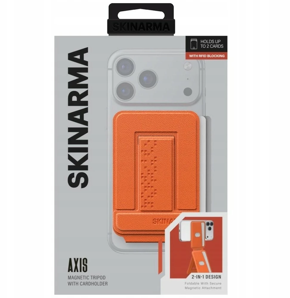 Dėklas Skinarma Axis magnetinė sulankstoma trikojo piniginė oranžinė