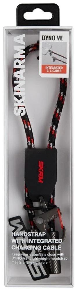 SKINARMA Universali riešo juosta su 2in1 Dyno Ve USB-C/USB-C kabeliu, juoda