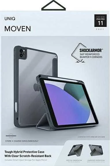 UNIQ Moven Dėklas Apple iPad Pro 11″ (2021/2020) Antimicrobial charcoal pilkos spalvos