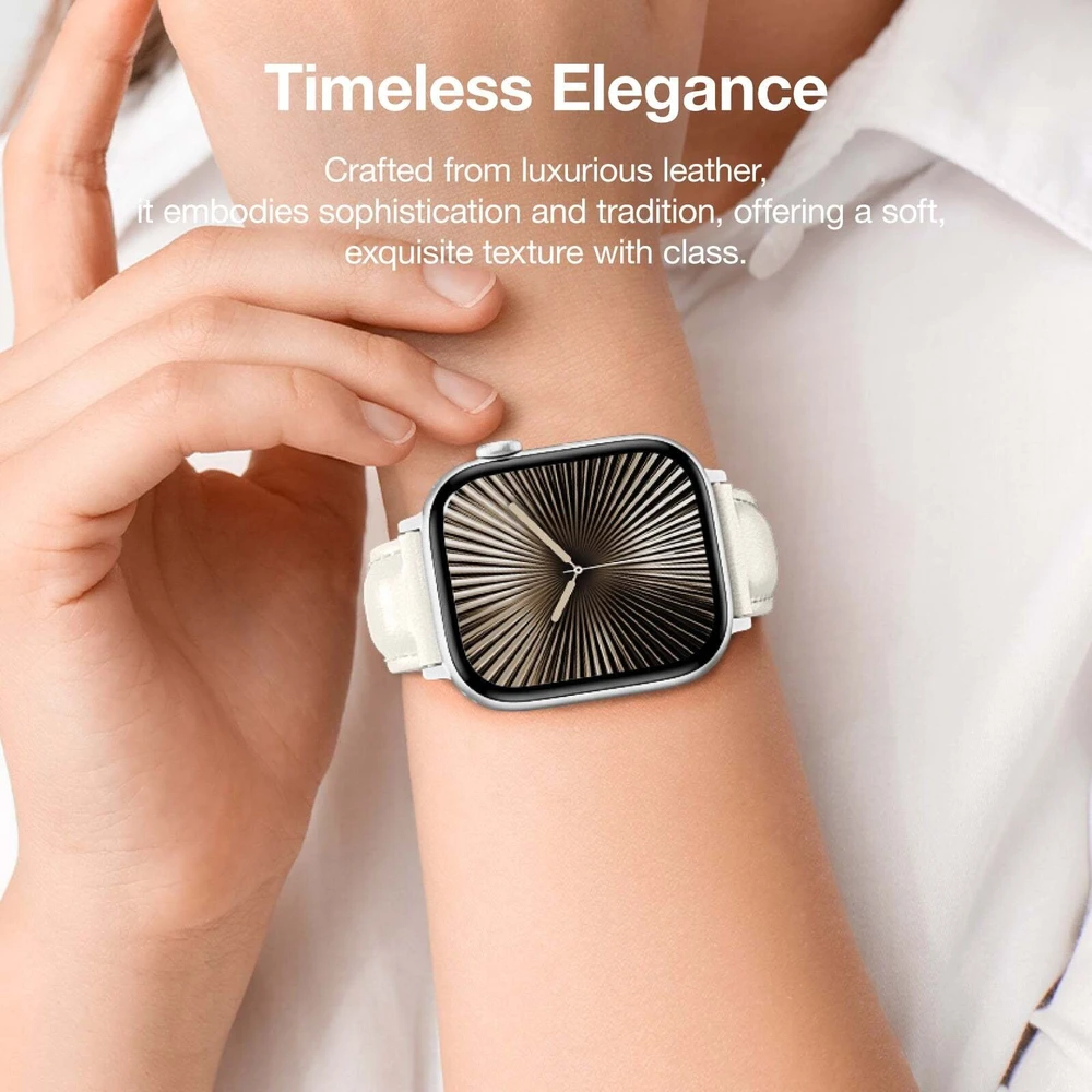 Nezatříděno „AmazingThing“ klasės odinis dirželis „Apple Watch 45 / 46 / 49 mm“ – šviesiai rudas gelsvas